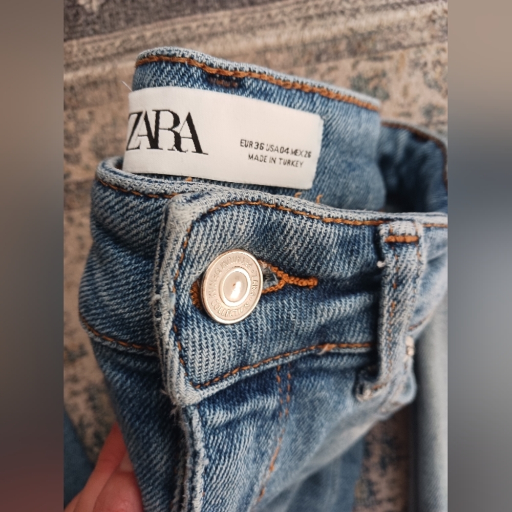Zara Light Blue Straight Leg Jeans - Picture 3 of 5